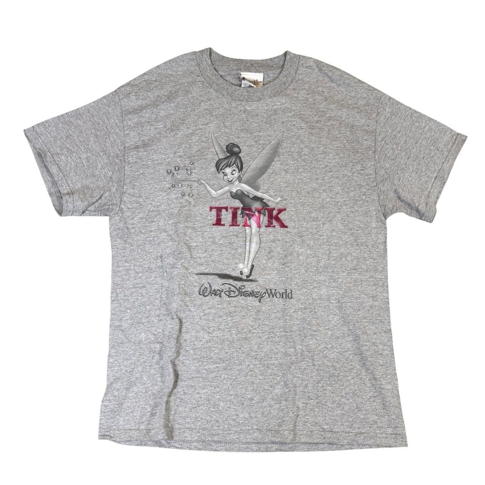 Walt Disney World Tinker Bell T-Shirt Gray Tink Graphic Tee Large